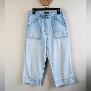 Vtg Bill Blass Light Wash Cropped Capri Carpenter Pant Pedal Pusher Size 8